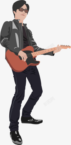 弹吉他男子手绘弹吉他的男子高清图片