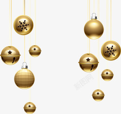 黑色铃铛圣诞节金色圣诞球高清图片