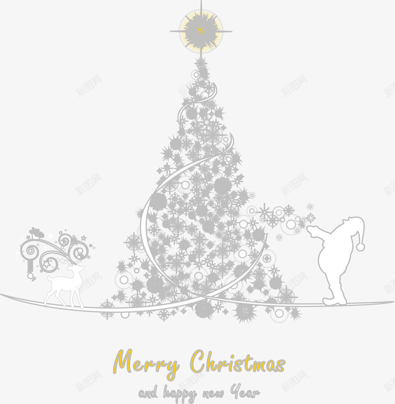 手绘银色圣诞树元素图案矢量图ai免抠素材_新图网 https://ixintu.com 元素 图案 圣诞树 手绘 银色 矢量图