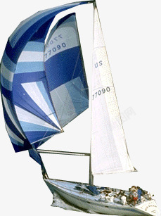 蓝色线条帆船装饰素材