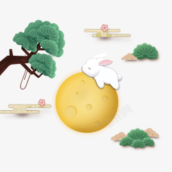 立体画新年中国风兔子素材