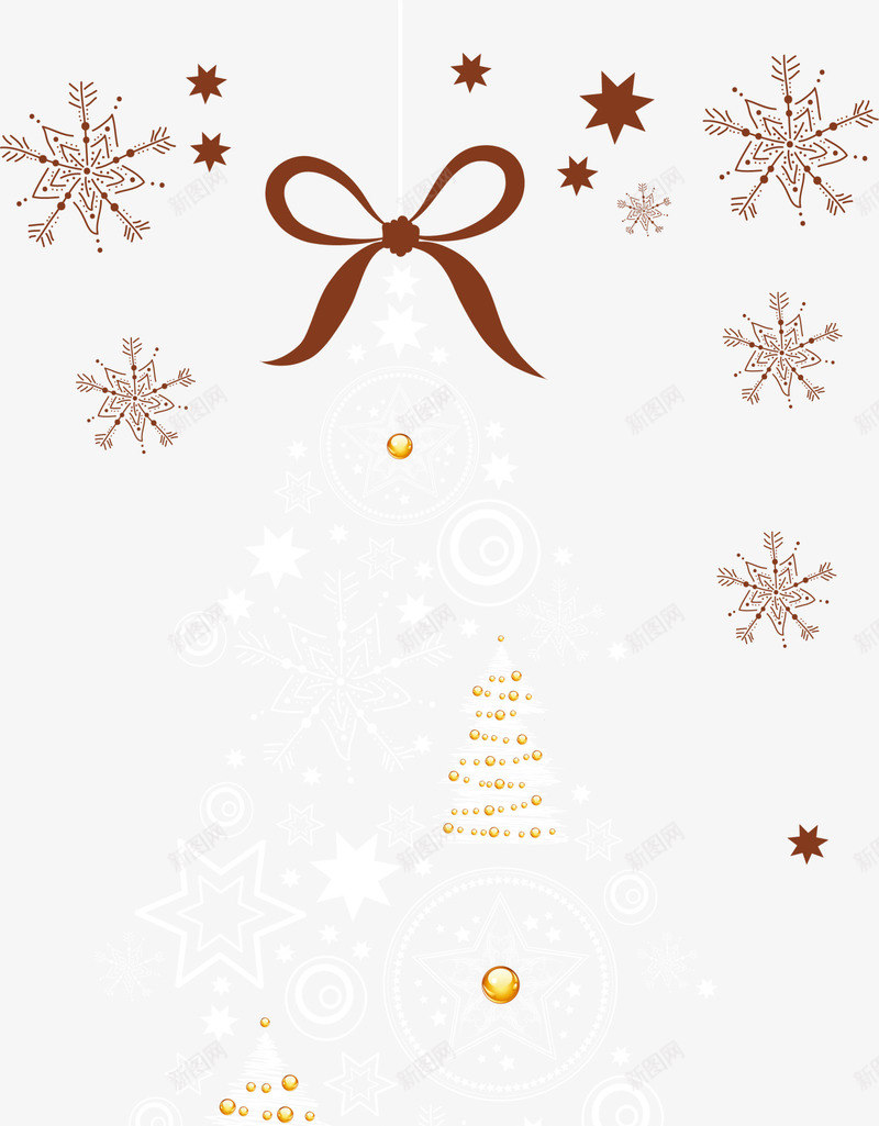 圣诞节金色圣诞树png免抠素材_新图网 https://ixintu.com 圣诞节 棕色蝴蝶结 粉色雪花 金色圆球 金色圣诞树 飘雪