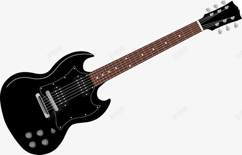 黑色电吉他png免抠素材_新图网 https://ixintu.com 乐器 倾斜 电吉他 黑色
