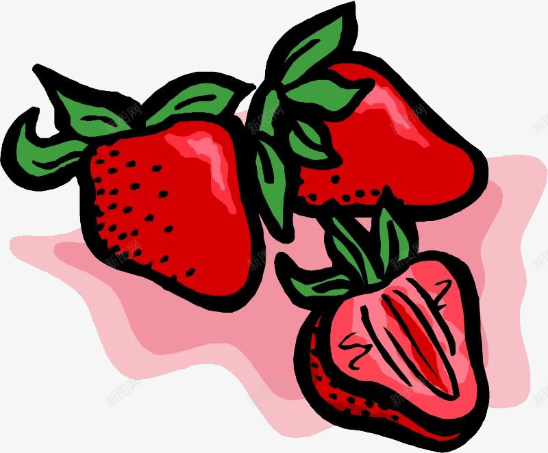 手绘草莓png免抠素材_新图网 https://ixintu.com 叶子 手绘画 水果 矢量装饰 草莓 装饰