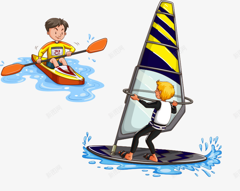 皮划艇和帆船png免抠素材_新图网 https://ixintu.com 体育 卡通 帆船 彩色 手绘 比赛 海上 皮划艇 皮划艇海报 竞技