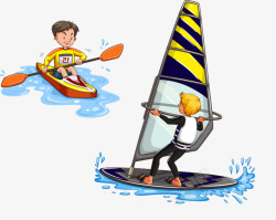 皮划艇比赛矢量皮划艇和帆船高清图片