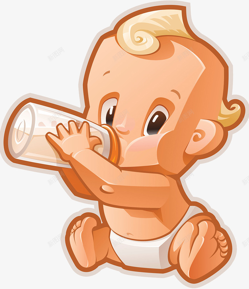 喝奶的婴儿psd免抠素材_新图网 https://ixintu.com 喝牛奶 奶瓶 婴儿 插画