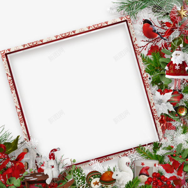 卡通圣诞红色相框装饰png免抠素材_新图网 https://ixintu.com 卡通手绘 圣诞 圣诞挂饰 红色相框