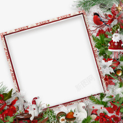 卡通圣诞红色相框装饰素材