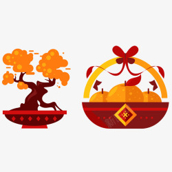 水果灯笼红色中国风节日盆景果篮装饰高清图片