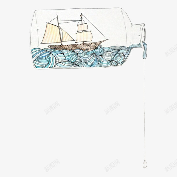 景观瓶psd免抠素材_新图网 https://ixintu.com 帆船 景观瓶 装饰图案