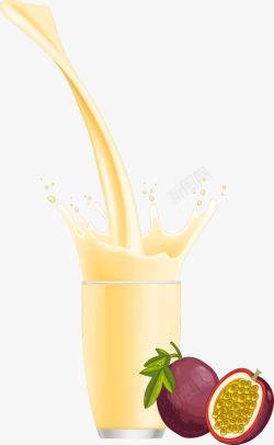 黄色果汁和水果矢量图素材