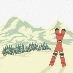 冬季景观滑雪板矢量图素材