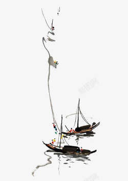 乌篷船中国风水墨绘画船高清图片