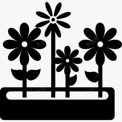 花壶里图标png_新图网 https://ixintu.com 园艺 壶 家居用品 开花 性质 植物 矩形 花 花卉