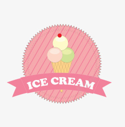 粉色卡通冰淇淋标签素材