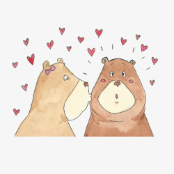 熊情侣亲吻的卡通情侣熊高清图片