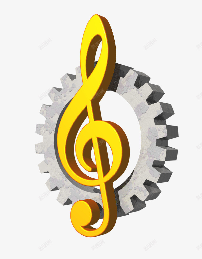 音符和齿轮3D插画图标png_新图网 https://ixintu.com 机械 象形图 象征符号 金属 金属音符 音符和齿轮3D插画 音符标识插画