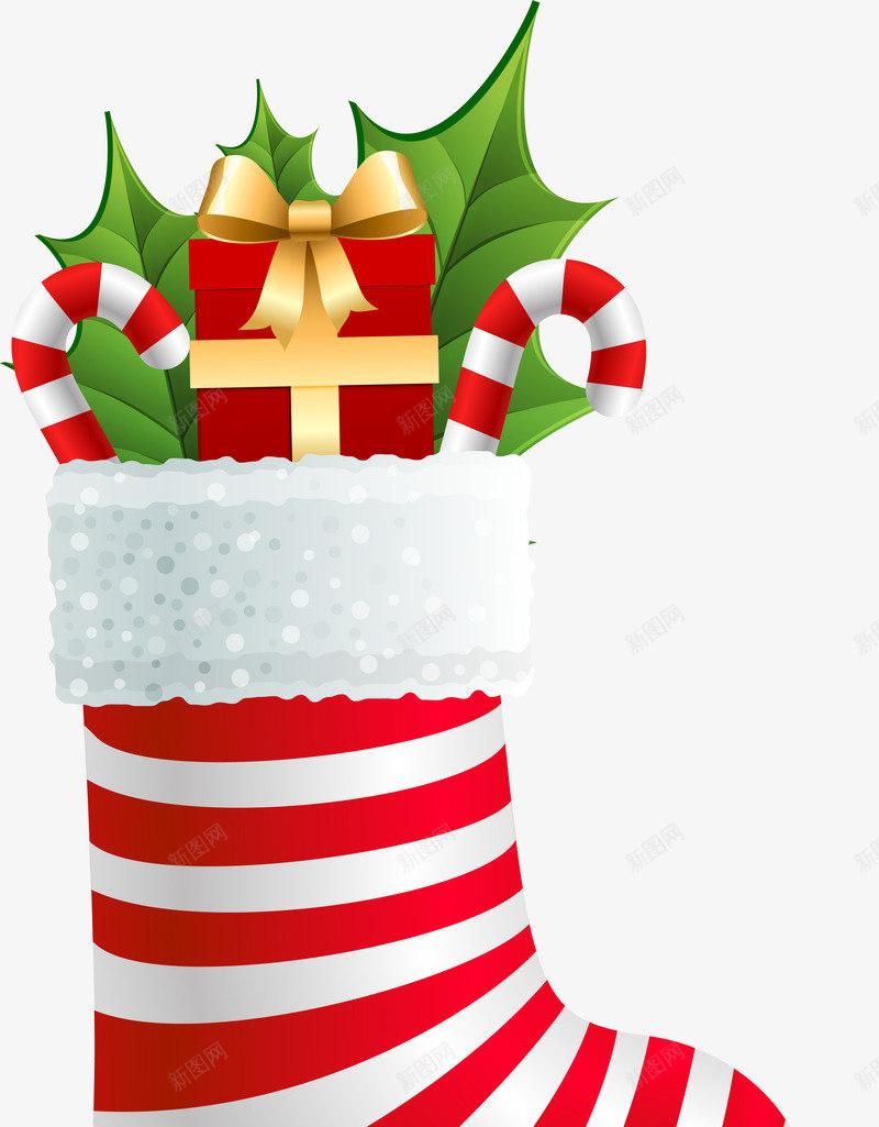 红色礼物圣诞袜png免抠素材_新图网 https://ixintu.com 圣诞快乐 圣诞节 拐杖糖果 礼品 礼盒 红色袜子 装饰图案