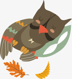 树叶刺猬png图片猫头鹰卡通小动物形矢量图高清图片