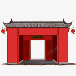 古楼红墙中国风春节房屋元素高清图片