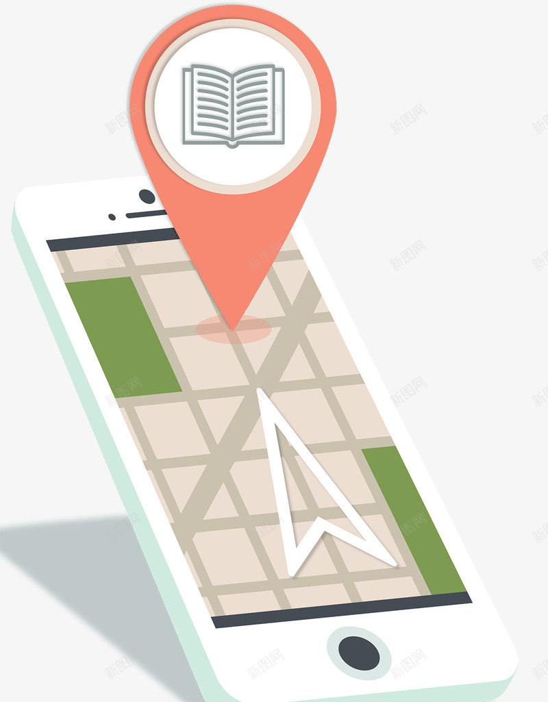 可爱手机导航png免抠素材_新图网 https://ixintu.com GPS 卫星定位 地图 手机