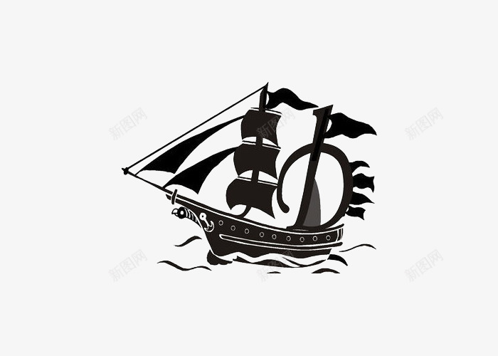 帆船简笔画png免抠素材_新图网 https://ixintu.com 帆船 手绘 简约 黑色