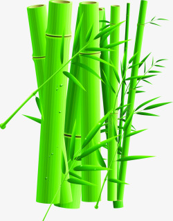 绿色竹干卡通端午素材