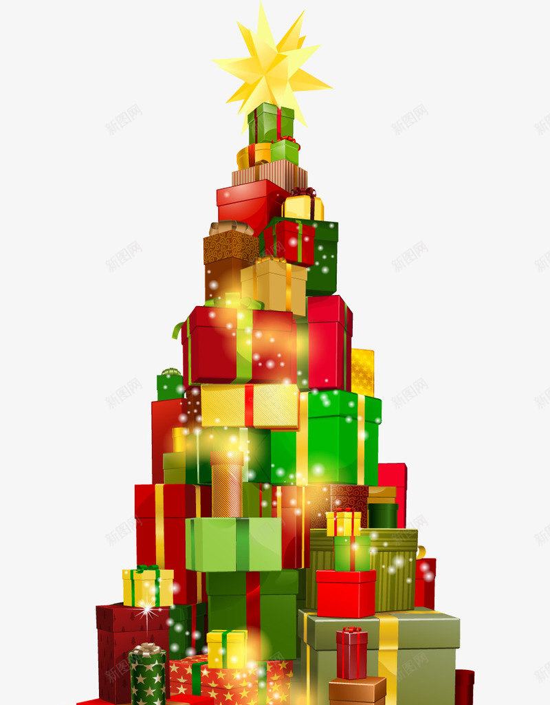 彩色光效圣诞树礼盒png免抠素材_新图网 https://ixintu.com 圣诞树 彩色 礼盒
