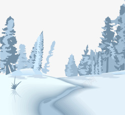 手绘雪地风景素材