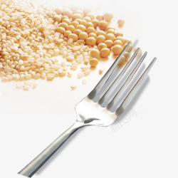 燕麦黄豆银色叉子素材