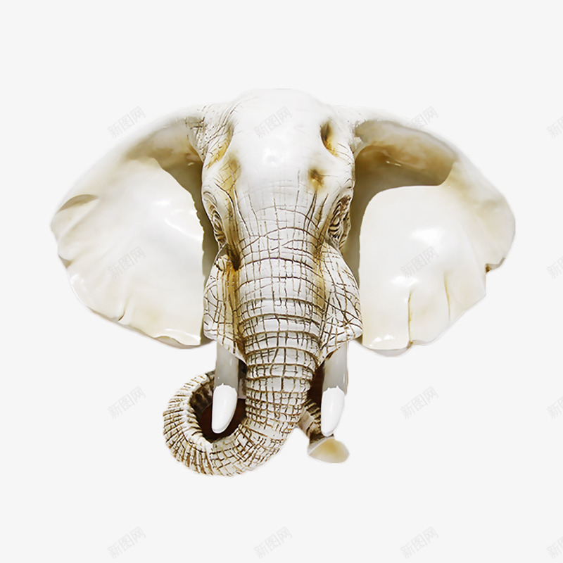 树脂材质大象头壁挂白色png免抠素材_新图网 https://ixintu.com 免抠素材 壁挂 大象头 家居装饰 白色
