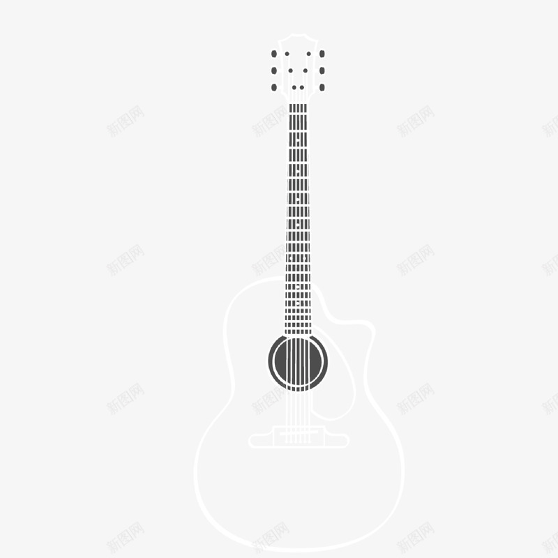 吉他png免抠素材_新图网 https://ixintu.com 乐器 吉他 音乐 黑白