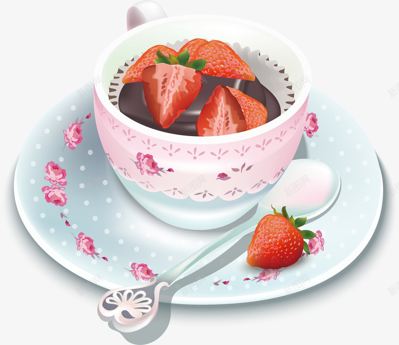精美的草莓下午茶png免抠素材_新图网 https://ixintu.com 下午茶 矢量素材 草莓口味
