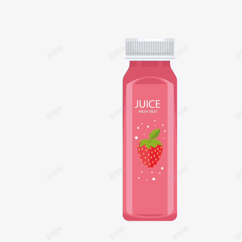 粉色草莓果汁png免抠素材_新图网 https://ixintu.com 手绘瓶子 水果 瓶子 粉色瓶子 草莓 草莓果汁 食物 饮品