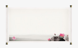 梅花装饰画轴中国风荷花卷轴高清图片