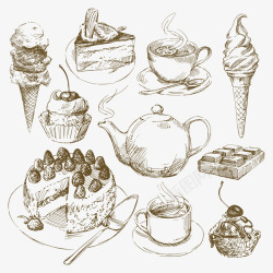手绘茶壶设计手绘冰淇淋高清图片