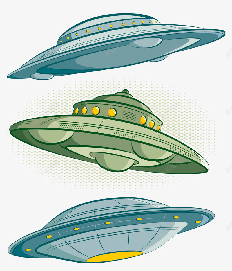 外星人飞碟psd免抠素材_新图网 https://ixintu.com 宇宙旅行 插画 科幻飞船 飞碟