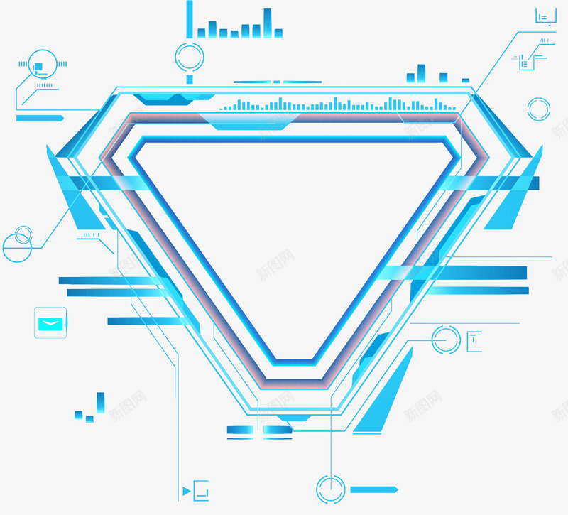 科技装饰图案png免抠素材_新图网 https://ixintu.com 三角形 扁平 科技 科技三角形 科技感 简约 装饰图案