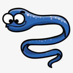 蓝色海蛇海蛇超萌卡通手绘Q版动素材