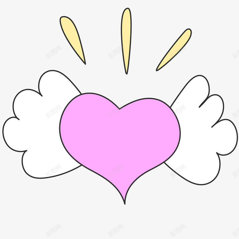 卡通翅膀爱心png免抠素材_新图网 https://ixintu.com 创意 可爱的 天使 爱心 粉色的 翅膀 飞翔