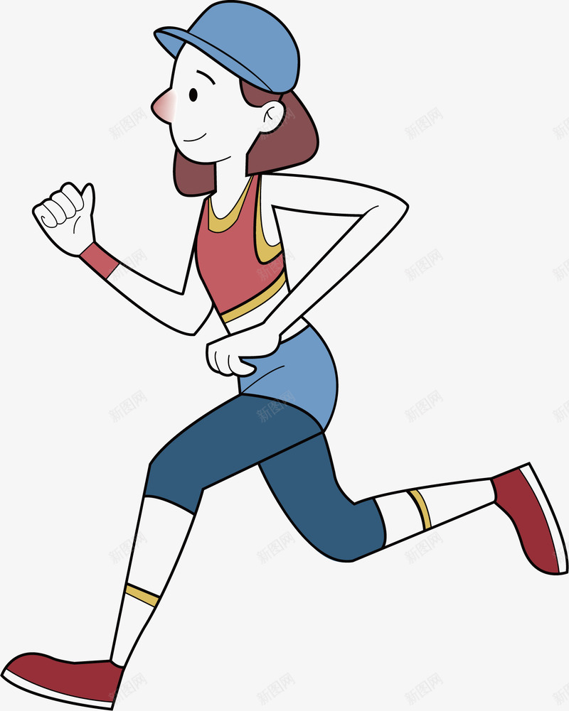 戴帽子跑步的女孩png免抠素材_新图网 https://ixintu.com 矢量素材 蓝色帽子 跑步的人 跑步的女孩 运动上衣