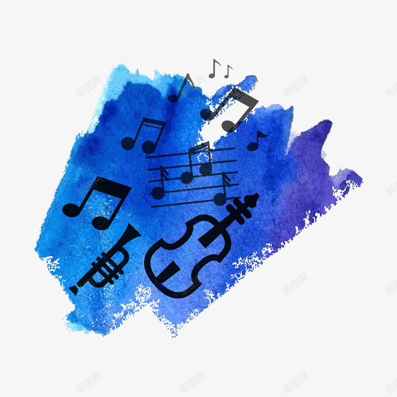 蓝色创意音乐旋律png免抠素材_新图网 https://ixintu.com 主旋律 创意图形 唯美 旋律 清新 蓝色 设计 音乐 音符 高清