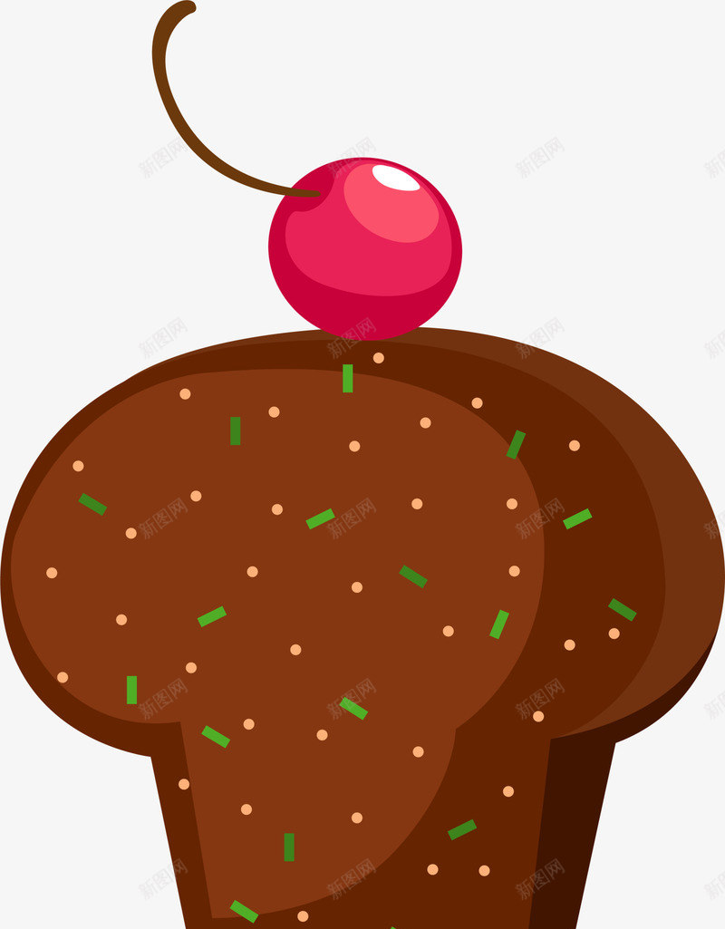 咖啡色卡通蛋糕png免抠素材_新图网 https://ixintu.com 咖啡色蛋糕 樱桃美食 纸杯蛋糕 美味食物 装饰图案 食品