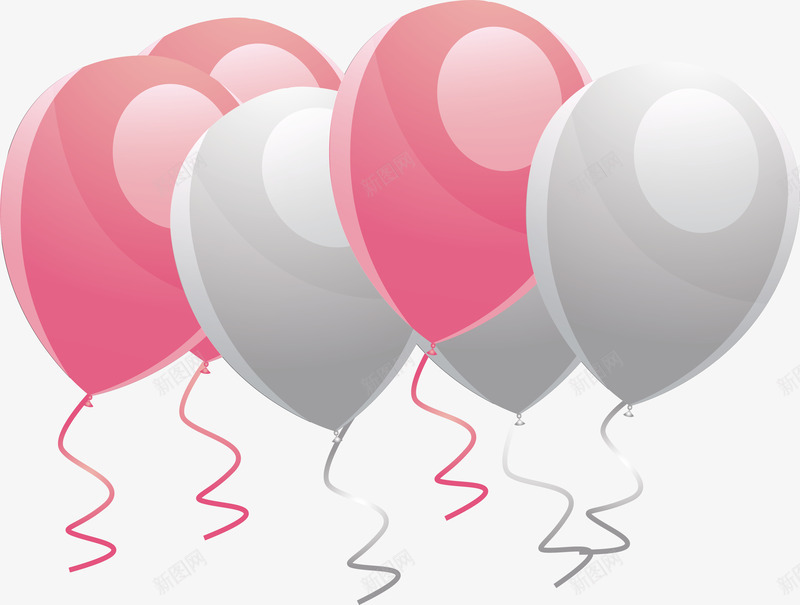 浪漫可爱气球png免抠素材_新图网 https://ixintu.com 派对气球 浪漫气球 珠光气球 白色气球 矢量png 粉色气球