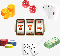 筹码骰子手绘赌博娱乐高清图片
