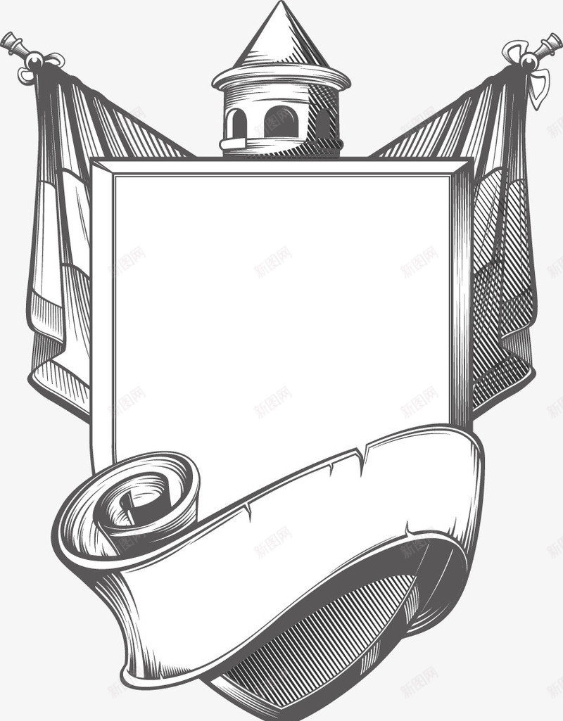 古典中世纪元素png免抠素材_新图网 https://ixintu.com 中世纪素材 古典 旗子 欧式 盾牌