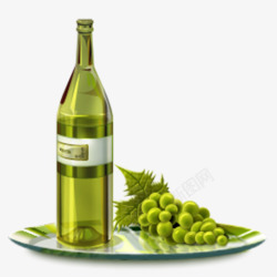 青葡萄酒杯青葡萄酒餐盘元素高清图片
