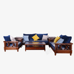 休闲布艺沙发现代实木单人双人三人沙发组合高清图片
