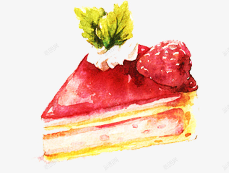 手绘红色草莓蛋糕png免抠素材_新图网 https://ixintu.com 手绘蛋糕 甜点 草莓蛋糕 蛋糕